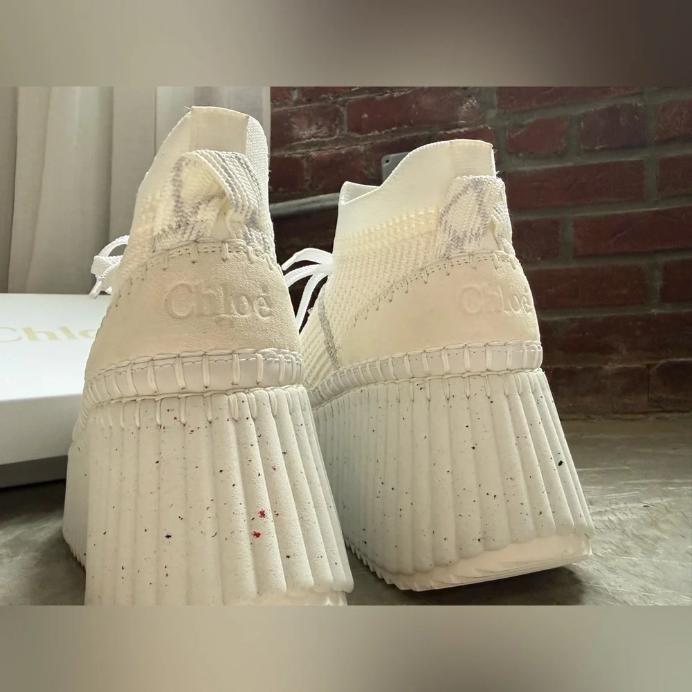 Chloe Nama suede-trimmed leather platform sneakers - Picture 3 of 3